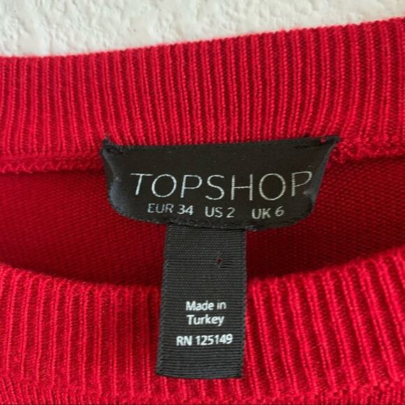 TOPSHOP Red Half Ruffle Sweater Top US 2 - Picture 5 of 9